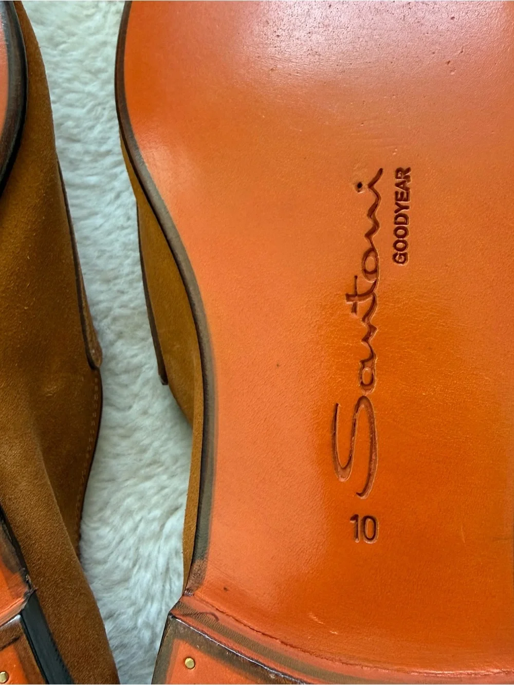 Santoni double buckle men suede loafers size 10 US